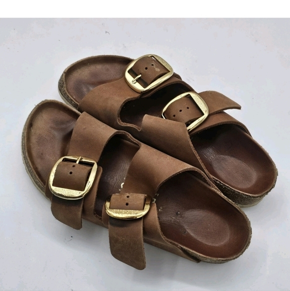 Birkenstock Arizona Big Buckle Sandals Cognac Leather Size 37 US 6 6.5 - Picture 11 of 11